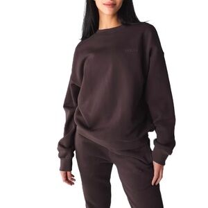 Vitality (S/M) Chocolate Brown Crewneck/Jogger Sweatset- Athleisure, Cozycore